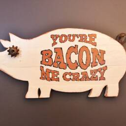 Industrial Farmhouse White Wood Pig Wall Decor - thumbnail 2