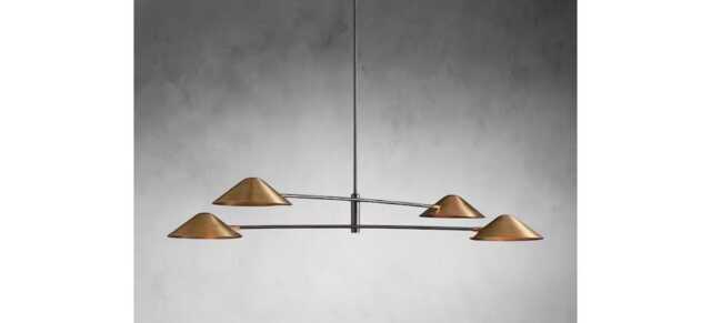 1950's Mid Century 4 Light Modern Raw Brass Pendant Sputnik Chandelier Light Chandelier Kingdomslightltd - image 1