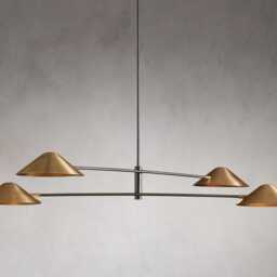 1950's Mid Century 4 Light Modern Raw Brass Pendant Sputnik Chandelier Light Chandelier Kingdomslightltd - thumbnail 2