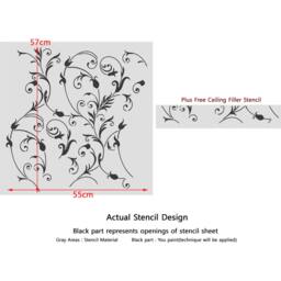 Large Floral Wall Stencil - Diy Decor Stenciling Idea - thumbnail 3