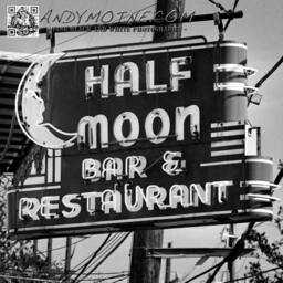 New Orleans Throw Pillow - Half Moon Bar Sign, Neon Sign Print, Lower Garden District, Black & White Photography - thumbnail 2