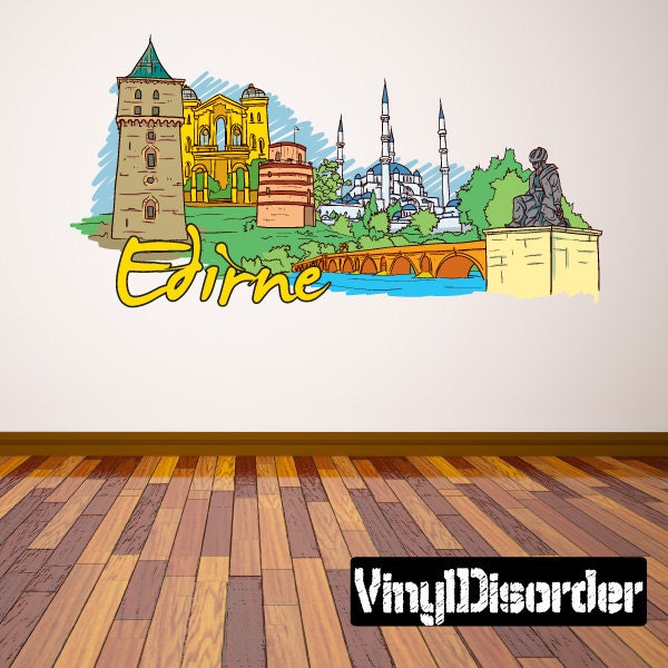 Famous City Edirne Wall Decal - Fabric Vinyl Removable & Reusable Famouscityuscolor045Et