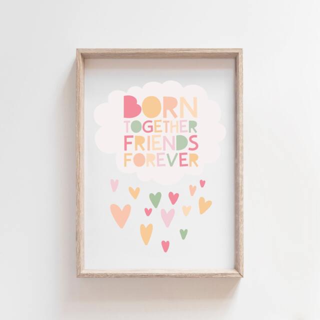 Twins Wall Art, Bedroom, Sister Prints, Sibling Pastel Girls Decor, Room - image 1