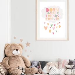 Twins Wall Art, Bedroom, Sister Prints, Sibling Pastel Girls Decor, Room - thumbnail 3