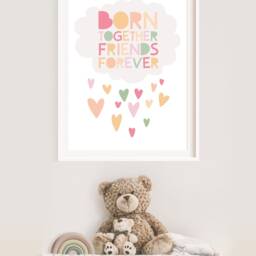Twins Wall Art, Bedroom, Sister Prints, Sibling Pastel Girls Decor, Room - thumbnail 2