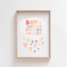 Twins Wall Art, Bedroom, Sister Prints, Sibling Pastel Girls Decor, Room - thumbnail 1
