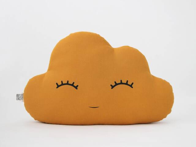 Mustard Cloud Pillow For Nursery Decor, Baby Cushion Shower Gift Newborn Infant Gender Neutral Throw Kids Room Children Bed Teepee Sky - image 1