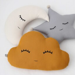 Mustard Cloud Pillow For Nursery Decor, Baby Cushion Shower Gift Newborn Infant Gender Neutral Throw Kids Room Children Bed Teepee Sky - thumbnail 4
