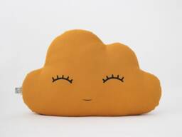 Mustard Cloud Pillow For Nursery Decor, Baby Cushion Shower Gift Newborn Infant Gender Neutral Throw Kids Room Children Bed Teepee Sky - thumbnail 1