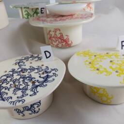 Ready To Ship Soap Dish With Removable Lid, 2 Piece Ceramic Drain Holes, Flower Pattern Dish, Custom Color - thumbnail 2