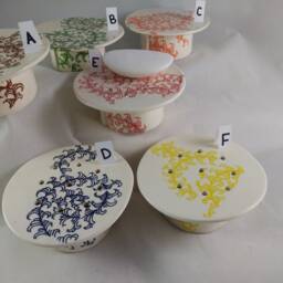 Ready To Ship Soap Dish With Removable Lid, 2 Piece Ceramic Drain Holes, Flower Pattern Dish, Custom Color - thumbnail 4