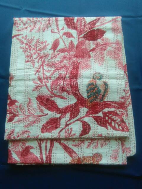 Bedspread Owl Print New Indian Handmade Kantha Quilt Bedspread Blanket Coverlet Size Queen - image 1