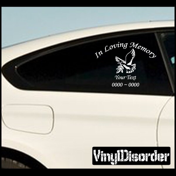 Dove 2 in Loving Memory Custom Car Or Wall Vinyl Decal Stickers - Ilmdove2Et - image 1