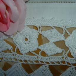 Roses & Leaves Make Up The Border Lace. White Cotton Crochet Border. Italian Lace-cm.50xcm.12-On Reservation - thumbnail 3