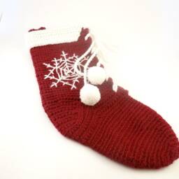 Hand Crochet Christmas Stocking Unique Holiday Decor - thumbnail 2