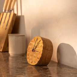Sculpted Dunes Oak Wood Table Clock Nature-Inspired Timepiece - thumbnail 2