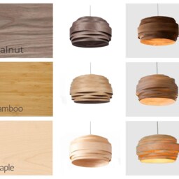 Hanging Pendant Lights Bent Wood Veneer Bedroom Ceiling Light Best Summer Decor - Rustic Drum Chandelier Walnut Fixture Cloud - thumbnail 4