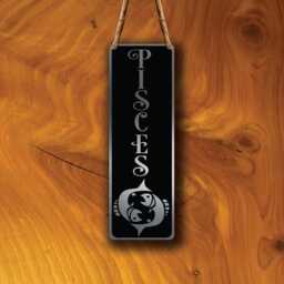 Pisces Zodiac Sign Wall Art Brushed Silver Hanging Plaque - thumbnail 2
