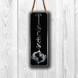 Pisces Zodiac Sign Wall Art Brushed Silver Hanging Plaque - thumbnail 3