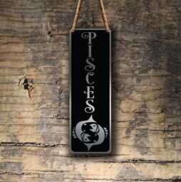 Pisces Zodiac Sign Wall Art Brushed Silver Hanging Plaque - thumbnail 1
