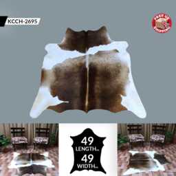 statement Large Cowhide Accent - Premium Dark Brown & White Hair-On Leather Rug - thumbnail 2