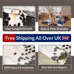 statement Large Cowhide Accent - Premium Dark Brown & White Hair-On Leather Rug - thumbnail 4