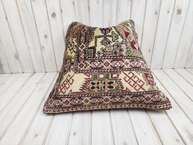 Handwoven Kilim Pillow Cover - 20x20 Vintage Turkish Bohemian Decor - image 1