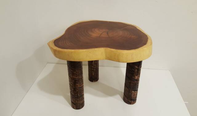 Live Edge Side/End Table. Mesquite. Corner Table, Round Furniture, Epoxy Turquoise Unique Table - image 1