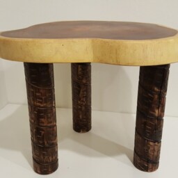 Live Edge Side/End Table. Mesquite. Corner Table, Round Furniture, Epoxy Turquoise Unique Table - thumbnail 2