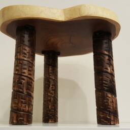 Live Edge Side/End Table. Mesquite. Corner Table, Round Furniture, Epoxy Turquoise Unique Table - thumbnail 3