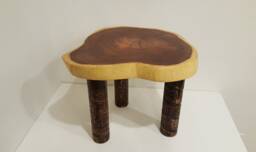 Live Edge Side/End Table. Mesquite. Corner Table, Round Furniture, Epoxy Turquoise Unique Table