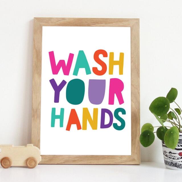Wash Your Hands, Bathroom Wall Art, Sign, Kids Decor, Girls Nursery Prints, Boys Rules - image 1