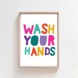 Wash Your Hands, Bathroom Wall Art, Sign, Kids Decor, Girls Nursery Prints, Boys Rules - thumbnail 2