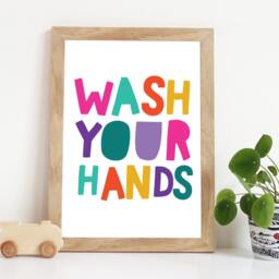 Wash Your Hands, Bathroom Wall Art, Sign, Kids Decor, Girls Nursery Prints, Boys Rules - thumbnail 1