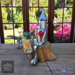 Sitting Wizard Of Oz Wicked Garden Tin Man Metal Sculpture Ornament Statue H22cm - thumbnail 2