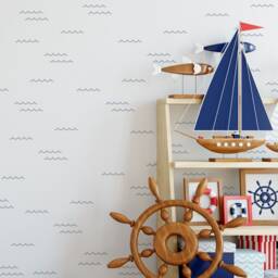 Small Waves Wall Stencil - Nautical Design Diy Art For Nursery Beach House Decor - thumbnail 1