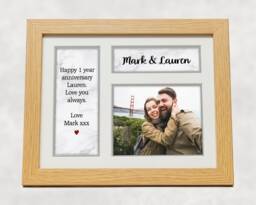 Personalised Couple Picture Frame - Valentine's Day Gift Anniversary Boyfriend Girlfriend Photo - thumbnail 1