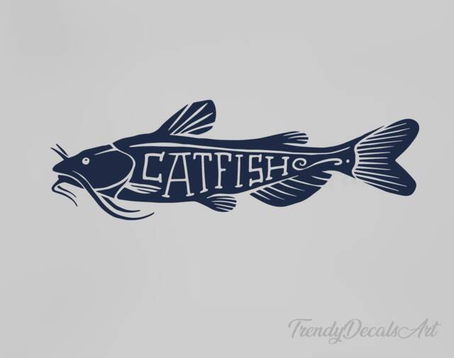 Catfish Decal, Fishing Decal, Sticker, Vinyl Tackle Box Sticker, Car Window Boat Decal - image 1