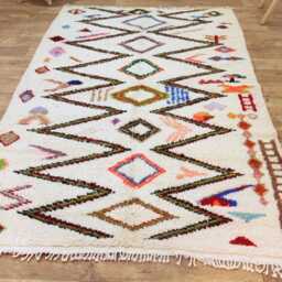 Handmade Boujad Wool Rug, Authentic Moroccan Berber Carpet - thumbnail 3