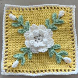 Crocheted Wild Rose Afghan Peach, Cream, & Orange Throw - thumbnail 4