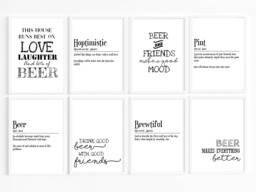 Alcohol Quote Prints, Beer Quotes, Definition Prints, Kitchen Alcohol Wall Art, Lager Typographic Bar Pint - thumbnail 1