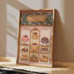Vintage Patisserie Wall Art, Cafe Print, Food French Bakery Poster, Cakes Kitchen Decor, Dessert Poster - thumbnail 3