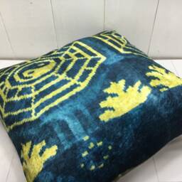 Silk Ikat Pillow Cover 24x24, Handwoven Accent Cushion - thumbnail 4