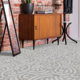 Cement With Geometric Shape Vinyl Flooring, Gray Kitchen Makeover, White Easy To Clean Abstract Sheet Floor, Linoleum Roll - thumbnail 3