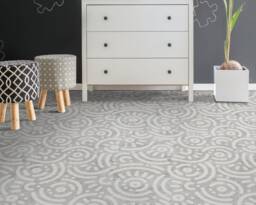 Cement With Geometric Shape Vinyl Flooring, Gray Kitchen Makeover, White Easy To Clean Abstract Sheet Floor, Linoleum Roll - thumbnail 1