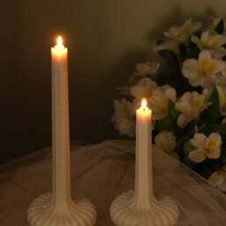 Scalloped Pillar Candle - Handmade Soy Wax Elegant Wedding Decor Decorative Mother's Day Gift - thumbnail 2