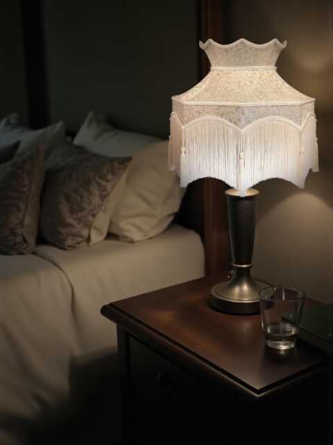 Handmade Downton Abbey Cream Cora Dove Floral Lampshades Fringe, Tassel & Braid, Bespoke British Made - image 1