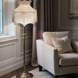 Handmade Downton Abbey Cream Cora Dove Floral Lampshades Fringe, Tassel & Braid, Bespoke British Made - thumbnail 3