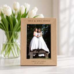Personalised Mrs & Wedding Frame, Custom Lesbian Gift, Same Sex Photo Bride Keepsake - thumbnail 1