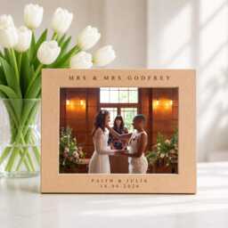 Personalised Mrs & Wedding Frame, Custom Lesbian Gift, Same Sex Photo Bride Keepsake - thumbnail 2